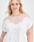 Фото #3 товара Plus Size Lace-Bib Extended-Sleeve Top