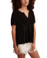 Women's Crochet-Yoke Short-Sleeve Babydoll Top