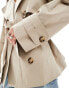 ASOS DESIGN oversized short trench coat with belt in stone