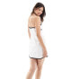 Фото #3 товара SNDYS satin bandeau mini dress with contrast bust seam detail in white