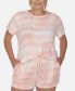 ფოტო #5 პროდუქტის Plus Size 2 Piece Top Shorts Lounge Set