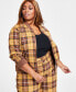 Фото #4 товара Trendy Plus Size Plaid Bomber Jacket