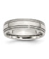 Stainless Steel Polished 6mm Grooved and Beaded Band Ring