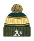 ფოტო #1 პროდუქტის Men's Green Oakland Athletics Marl Cuffed Knit Hat with Pom