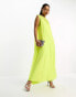 Фото #6 товара ASOS DESIGN sleeveless chiffon oversized smock dress with high godet detail in lime