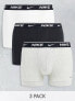 Nike 3 pack cotton stretch trunks in black/grey/white