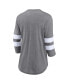 ფოტო #2 პროდუქტის Women's Heather Gray Florida Panthers 2024 Stanley Cup Champions Throwback Tri-Blend 3/4-Sleeve T-Shirt