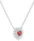 ფოტო #4 პროდუქტის Cubic Zirconia Heart Halo Pendant Necklace in Sterling Silver, 16 + 2" extender, Created for Macy's