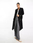 River Island maxi wrap wool coat in black Черный, 36 - фото #1