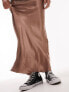Фото #2 товара Topshop Tall satin bias maxi skirt in taupe