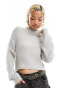 Glamorous chunky boxy crop knit jumper in grey marl