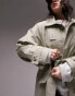 Topshop longline trench coat with collar tabs in light khaki