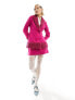 Фото #3 товара Labelrail x Dyspnea faux fur trim fitted blazer jacket co-ord in magenta