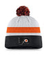 ფოტო #1 პროდუქტის Men's White, Black Philadelphia Flyers Authentic Pro Draft Cuffed Knit Hat with Pom