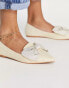 ASOS DESIGN Lake bow pointed ballet flats in natural raffia