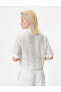 Yarı Transparan Crop Gömlek Kısa Kollu Saten Şerit Detaylı Viskoz Kumaş