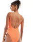 Cotton On thin strap low scoop swimsuit in orange crinkle Lebendiges Orange, 3XL - EU 48 - фото #2