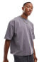 ASOS DESIGN oversized t-shirt with front and back print in grey Vulkanisches Glas, S - Chest 38 - фото #2