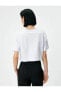 Фото #17 товара 4sak50014ek 000 Beyaz Kadın Pamuk Jersey Kısa Kollu Crop T-shirt