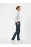 Kumaş Pantolon Desenli Slim Fit Düğmeli Cep Detaylı