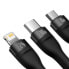 Фото #3 товара Kabel przewód 3w1 USB do USB-C / iPhone Lightning / micro USB 1.2m - czarny