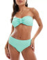 Фото #2 товара In The Style exclusive crinkle high leg bikini bottoms co-ord in turquoise