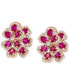 EFFY® Ruby (4-1/4 ct. t.w.) & Diamond (7/8 ct. t.w.) Flower Statement Earrings in 14k Rose Gold