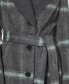DKNY Women's Knit-Collar Belted Wrap Coat Charcoal Grey L