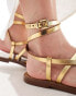 Stradivarius leather strappy sandal in gold