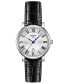 ფოტო #1 პროდუქტის Women's Swiss Carson Black Leather Strap Watch 30mm