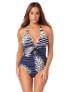 Amoressa 166693 Womens V-Neck Floral One Piece Swimsuit New Moon Size 10