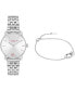 ფოტო #1 პროდუქტის Women's Elliot Silver-Tone Stainless Steel Bracelet Watch 28mm Gift Set
