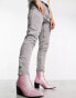 ASOS DESIGN heeled chelsea boots in pink faux leather with diamante detail