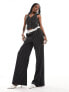 Extro & Vert tailored pinstripe trouser with asymmetric waistband in black co-ord