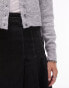 Topshop denim knee length pleat skirt in washed black