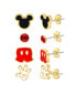 Mickey Mouse Fashion Stud Earring - Classic Mickey, Black/Red/Gold - 4 pairs
