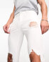 Фото #2 товара ASOS DESIGN spray on jeans with power stretch with heavy rips in white