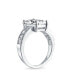 ფოტო #2 პროდუქტის Timeless Classic AAA Cubic Zirconia 4CT Rectangle Emerald Cut Solitaire Engagement Ring For Women CZ Side Baguette Band .925 Sterling Silver