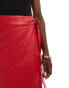 Never Fully Dressed PU wrap mini skirt in red