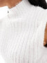 Фото #5 товара Wednesday's Girl fluffy rib funnel neck sleeveless jumper in cream