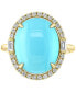 ფოტო #2 პროდუქტის EFFY® Diamond (1/3 ct. t.w.) & Turquoise (12 x 15mm) Statement Ring In 14k Gold