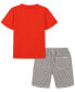 ფოტო #2 პროდუქტის Toddler Boys Monogram V-neck T-shirt and Plaid Shorts