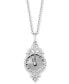 Mother of Pearl & Diamond (1/10 ct. t.w.) Almost Midnight Clock Charm Pendant Necklace in Sterling Silver, 16" + 2" extender