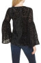 Фото #2 товара KAS NEW YORK 163399 Women's Velvet Burnout Bell Sleeve Peasant Blouse Sz. Medium