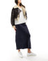 Фото #4 товара Stradivarius satin bias midi skirt in navy