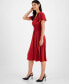 ფოტო #3 პროდუქტის Women's Smocked-Waist Short-Sleeve Dress