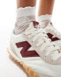 New Balance RC30 trainers with gum sole in white and burgundy