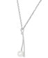 Freshwater Pearl (7mm) & Cubic Zirconia Open Teardrop 18" Pendant Necklace in Sterling Silver