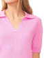 Фото #3 товара Women's Short Sleeve Collared Polo V-Neck Sweater