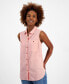 Women's Cotton Gauze Sleeveless Button Tunic Top